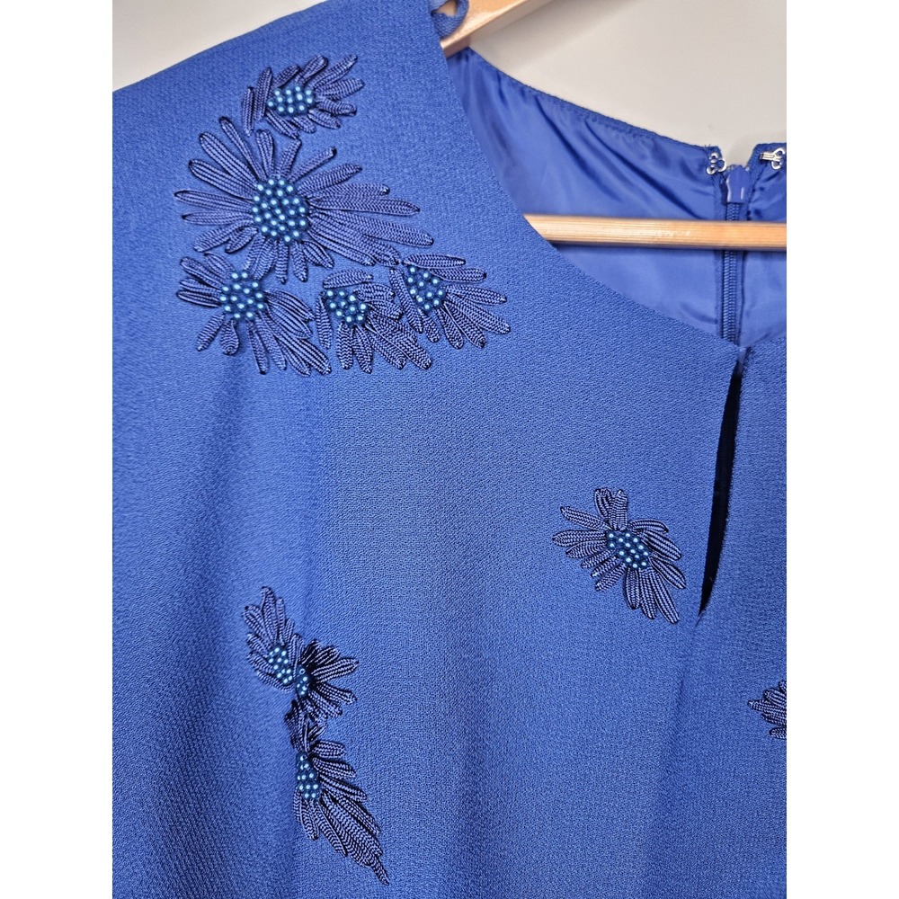 Jessica Howard Gown 20 Blue Floral Beaded Embroidered Crepe Cruise Event Evening - Picture 4 of 13